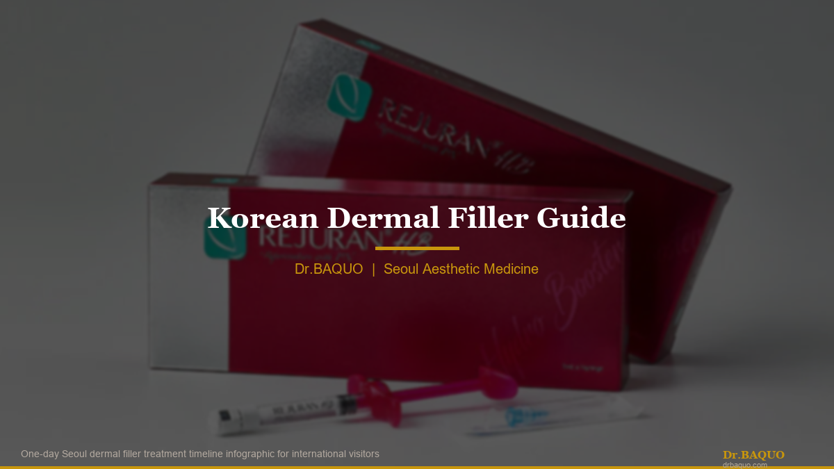 One-day Seoul dermal filler treatment timeline infographic for international visitors