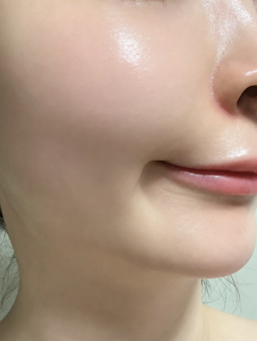 Skin results after ONDA lifting face treatment showing hydrated glowing skin